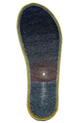 Orion Diving, 29.2 × 10.8cm (11.5 × 4.25"). Cotton and silk threads on cotton. 1997.