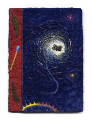 Breviary, 12.7x17.8 cm (7x5”). Cotton, silk, rayon, and metallic threads on rayon velvet and cotton fabric. 2010.