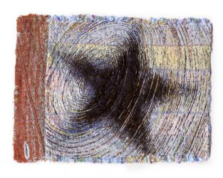 Shirt Fragment, 15.9x20.3cm (6.25x8”). Cotton, silk, and polyester threads on cotton fabrics. 2012.